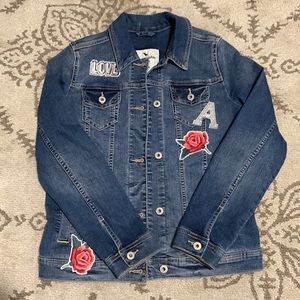 Abercrombie & Fitch kid girl Rose Patchwork Denim Jacket sz 13/14 (used)